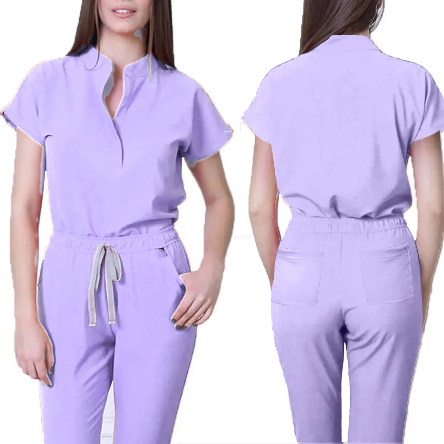 Women's Comfortable Loose V-Neck Scrub Set