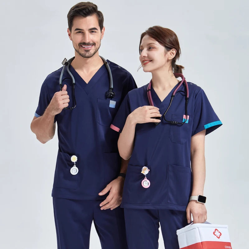 Modern Multi-Pocket Women's Scrub Set