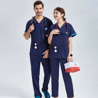 Modern Multi-Pocket Women's Scrub Set