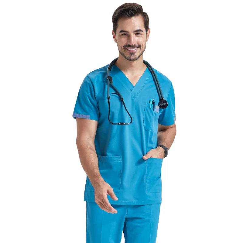 Modern Multi-Pocket Women's Scrub Set