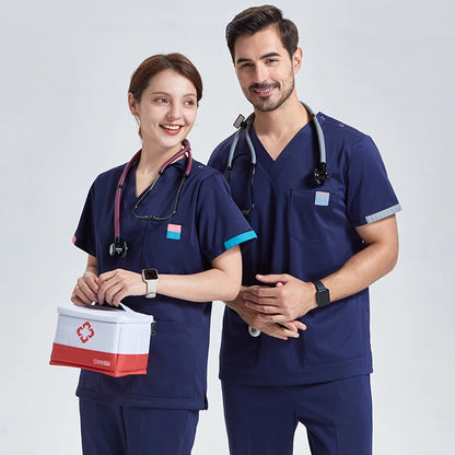 Modern Multi-Pocket Women's Scrub Set