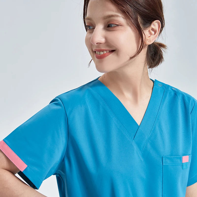 Modern Multi-Pocket Women's Scrub Set