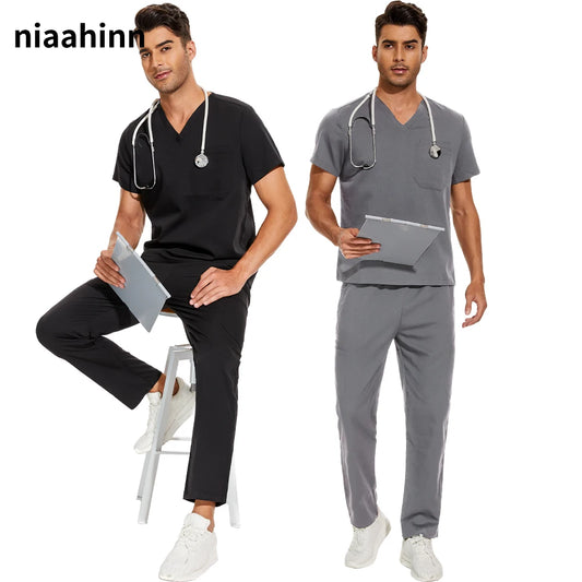 NiaaHinn Men's Performance V-Neck Scrub Set