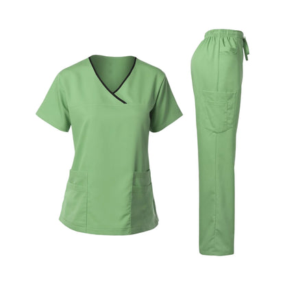 Women's Multi-Pocket V-Neck Scrub Set