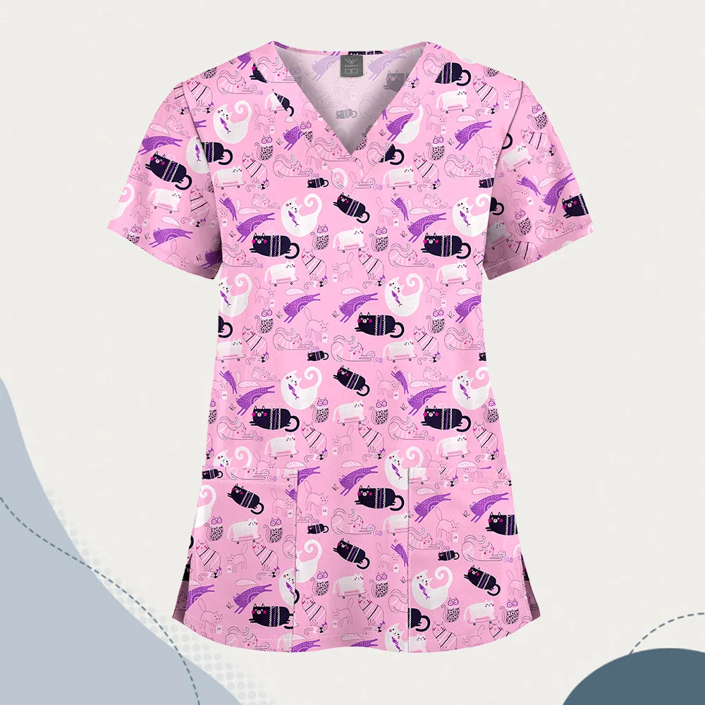 VIAOLI Unisex V-Neck Professional Scrub Top
