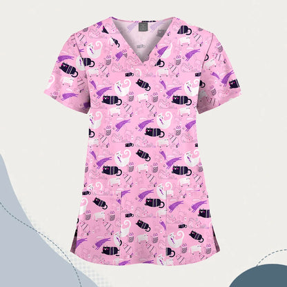 VIAOLI Unisex V-Neck Professional Scrub Top