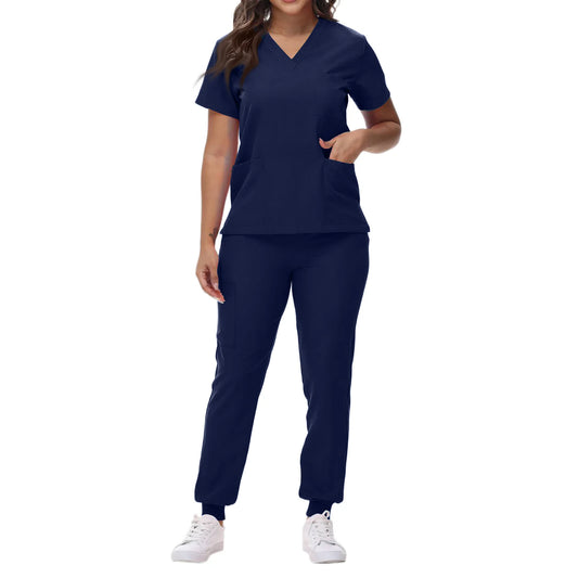 Women's Waist-Cinching V-Neck Jogger Scrub Set