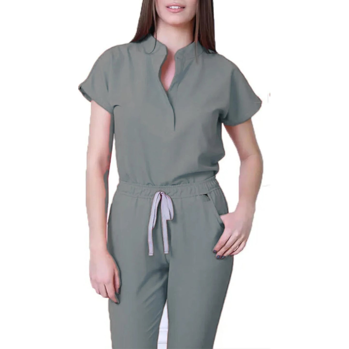 Women's Comfortable Loose V-Neck Scrub Set
