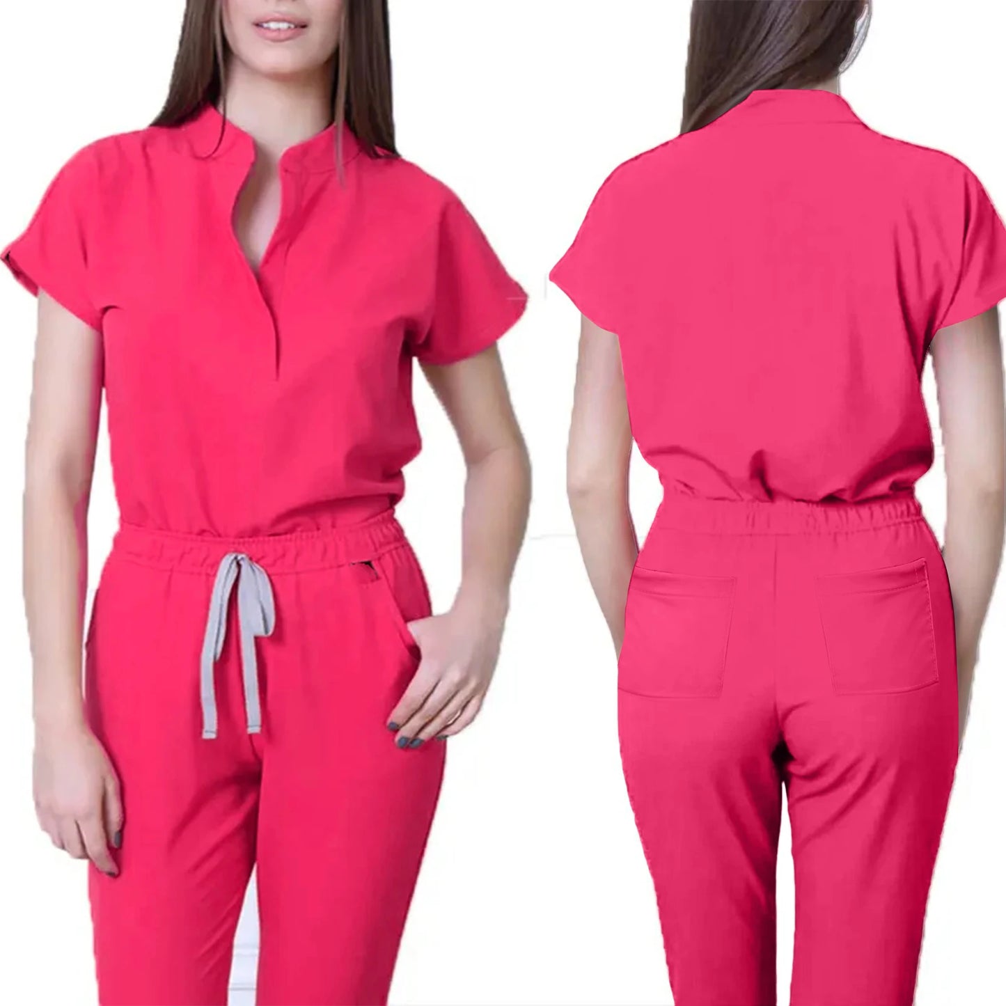 Women's Comfortable Loose V-Neck Scrub Set