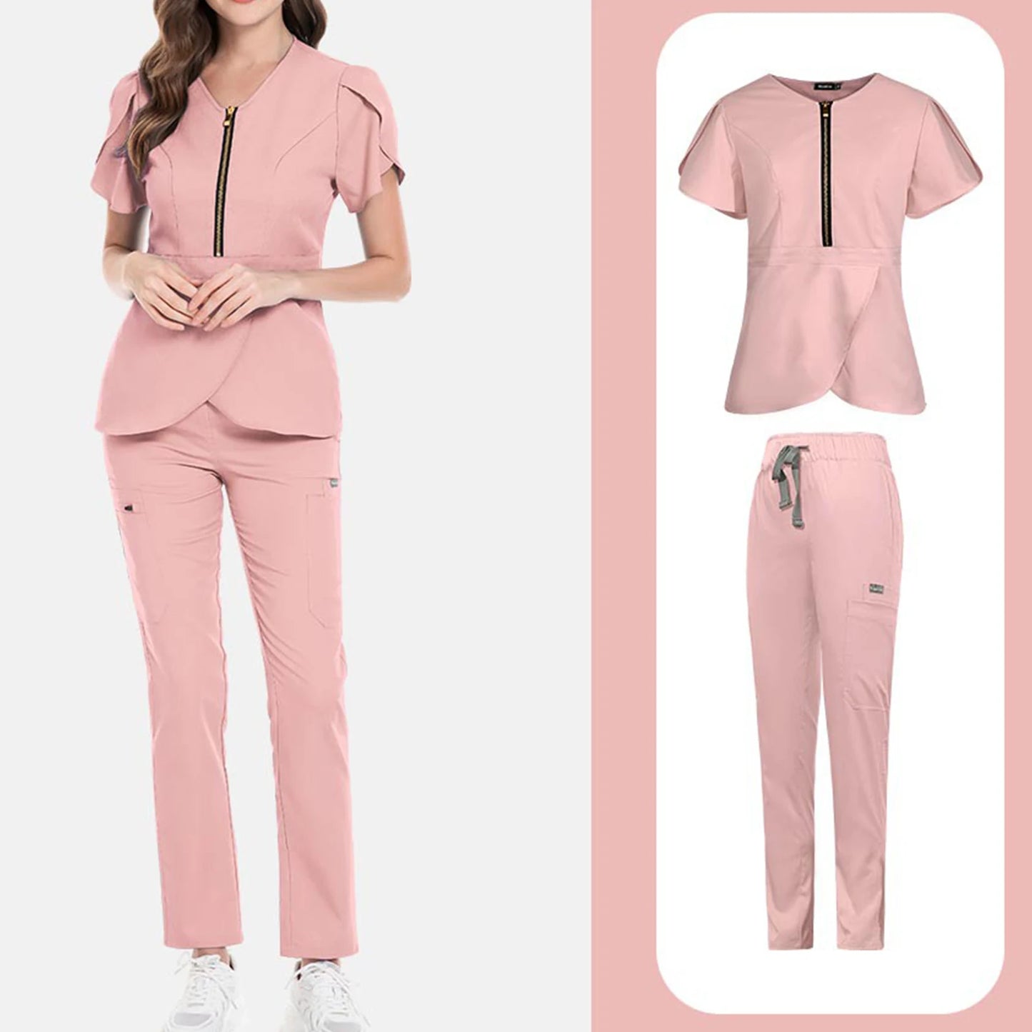 Women's Comfortable Casual V-Neck Scrub Set