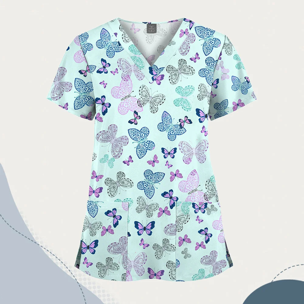VIAOLI Unisex V-Neck Professional Scrub Top