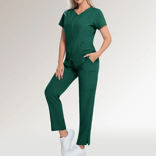 Women's Casual V-Neck Nurse Scrub Set