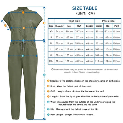 Professional Women's One-Piece Medical Scrub Jumpsuit
