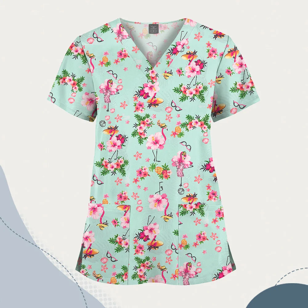 VIAOLI Unisex V-Neck Professional Scrub Top