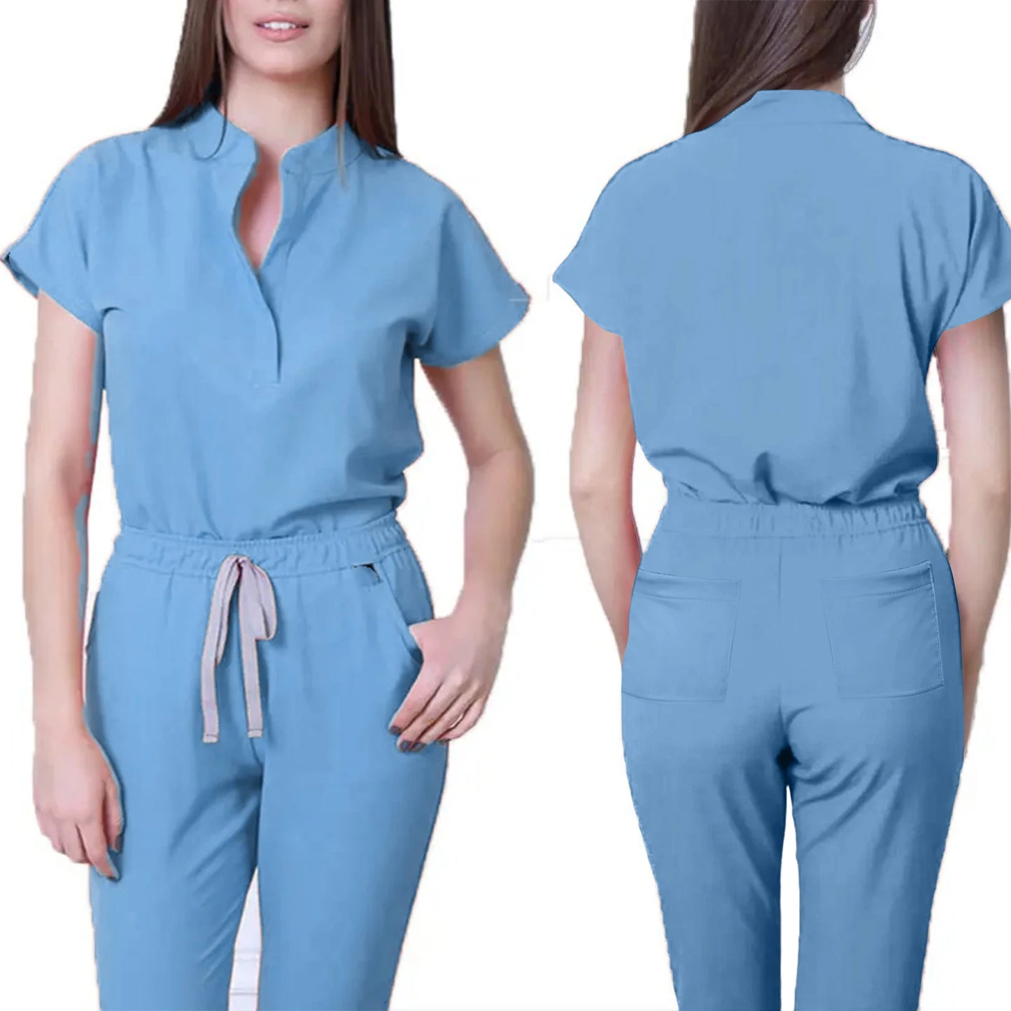 Women's Comfortable Loose V-Neck Scrub Set
