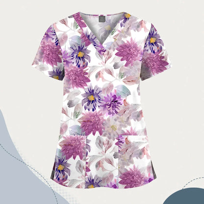 VIAOLI Unisex V-Neck Professional Scrub Top