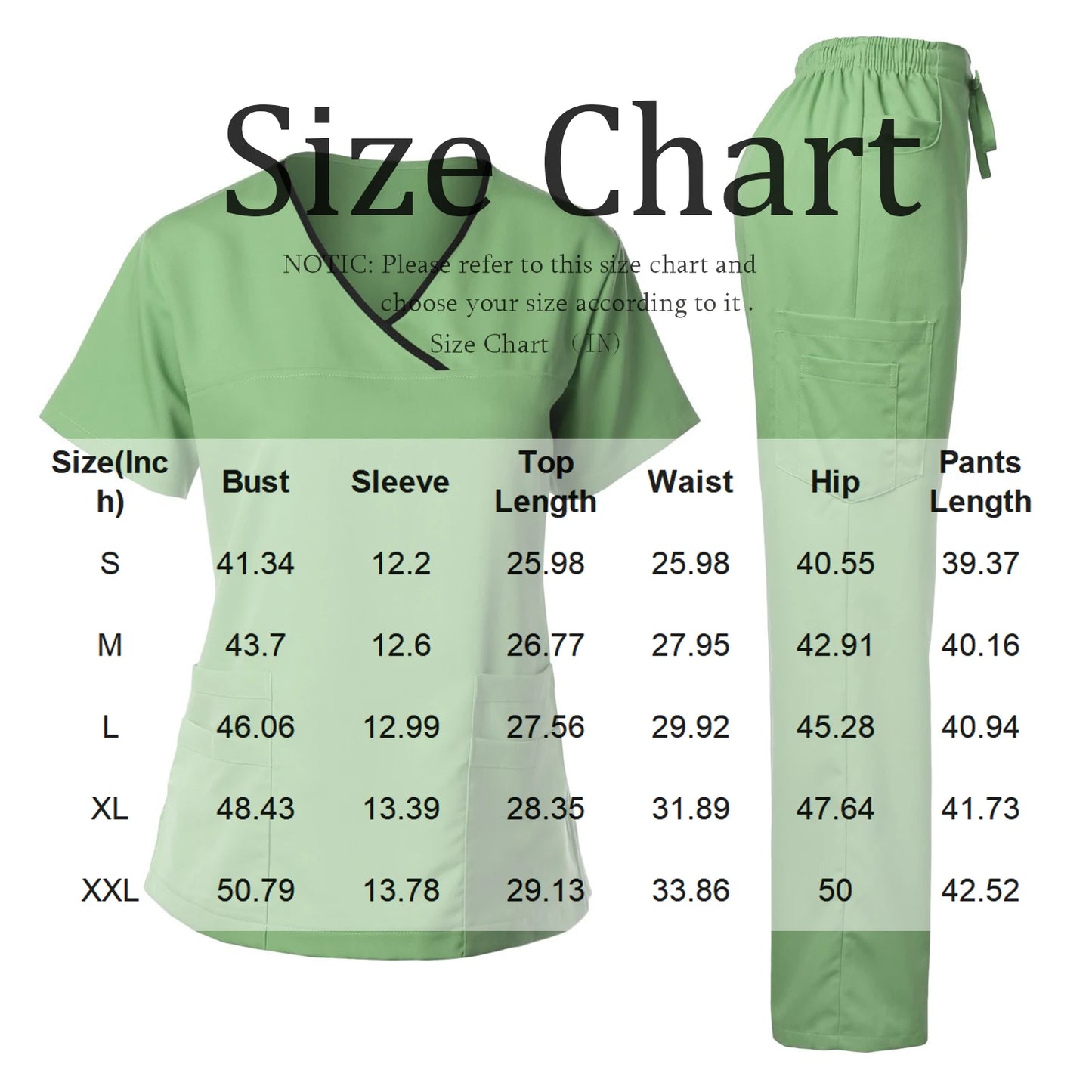 Women's Multi-Pocket V-Neck Scrub Set