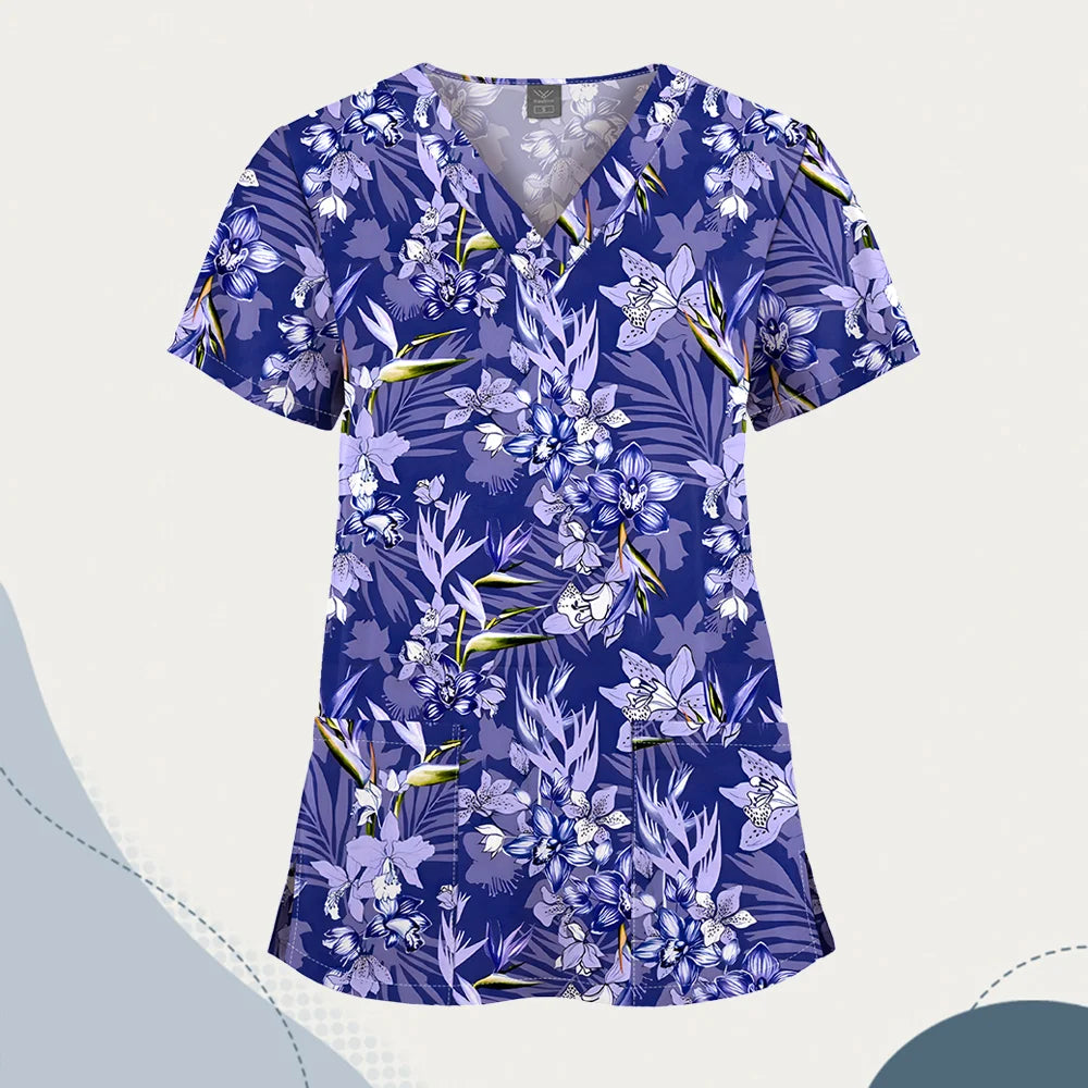 VIAOLI Unisex V-Neck Professional Scrub Top