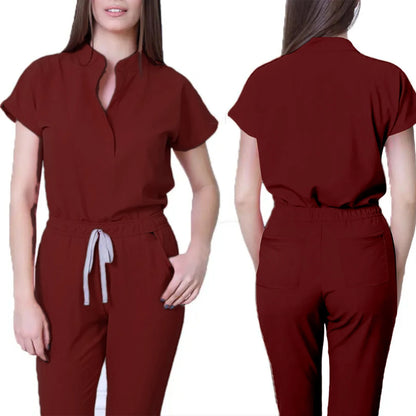 Women's Comfortable Loose V-Neck Scrub Set