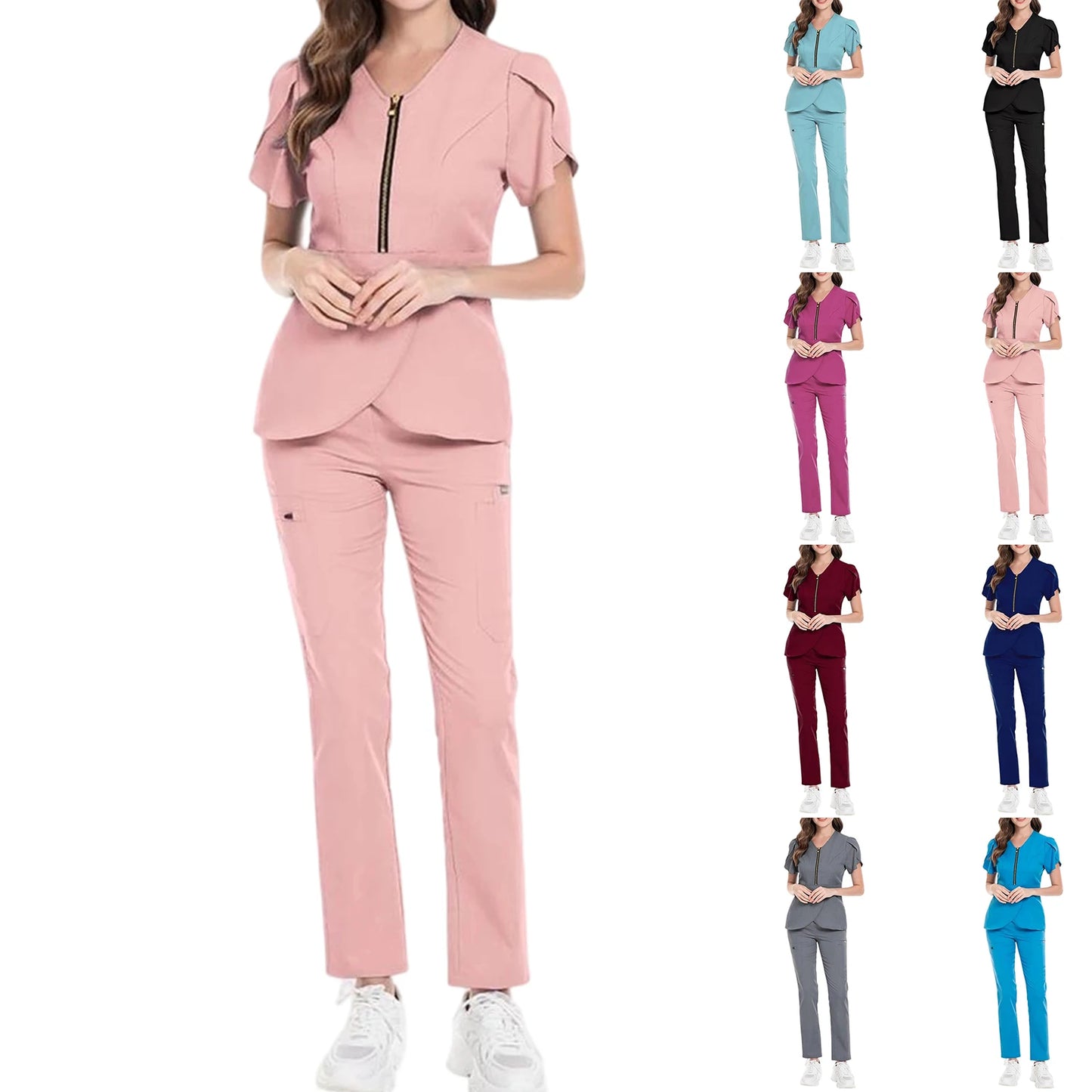 Women's Comfortable Casual V-Neck Scrub Set