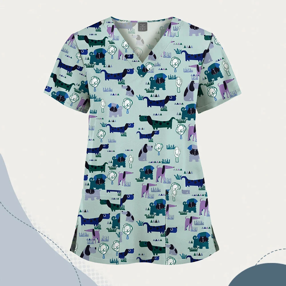 VIAOLI Unisex V-Neck Professional Scrub Top