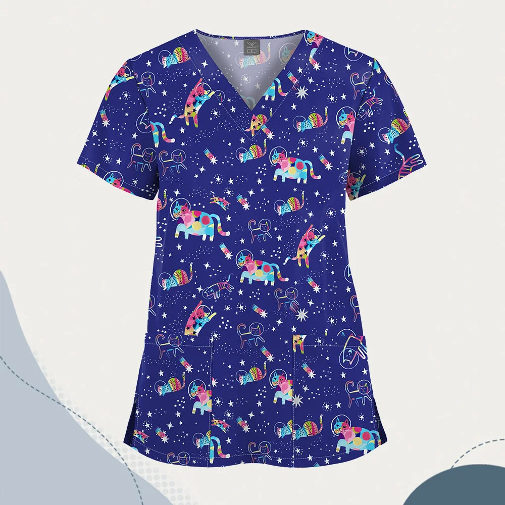 VIAOLI Unisex V-Neck Professional Scrub Top