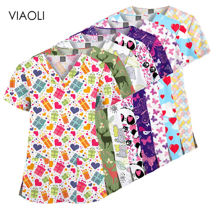 VIAOLI Unisex V-Neck Professional Scrub Top