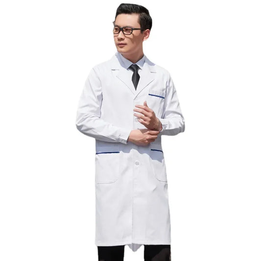 Unisex Single-Breasted White Lab Coat 988
