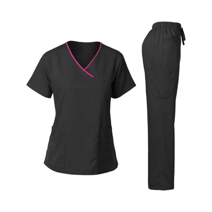 Women's Multi-Pocket V-Neck Scrub Set