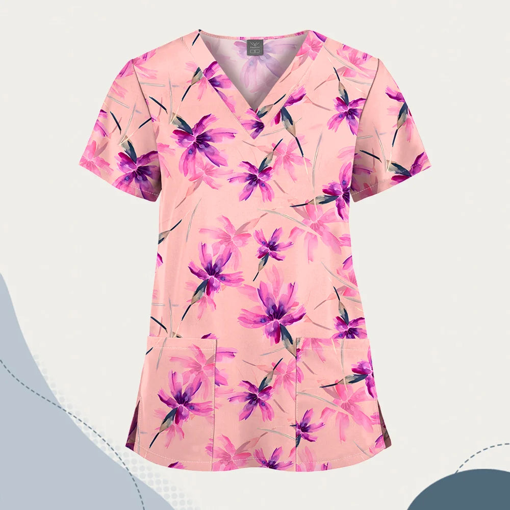 VIAOLI Unisex V-Neck Professional Scrub Top