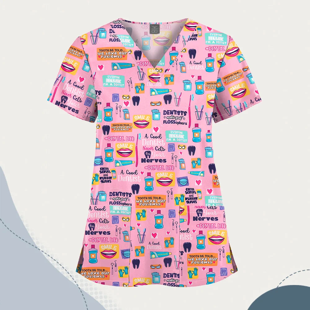 VIAOLI Unisex V-Neck Professional Scrub Top