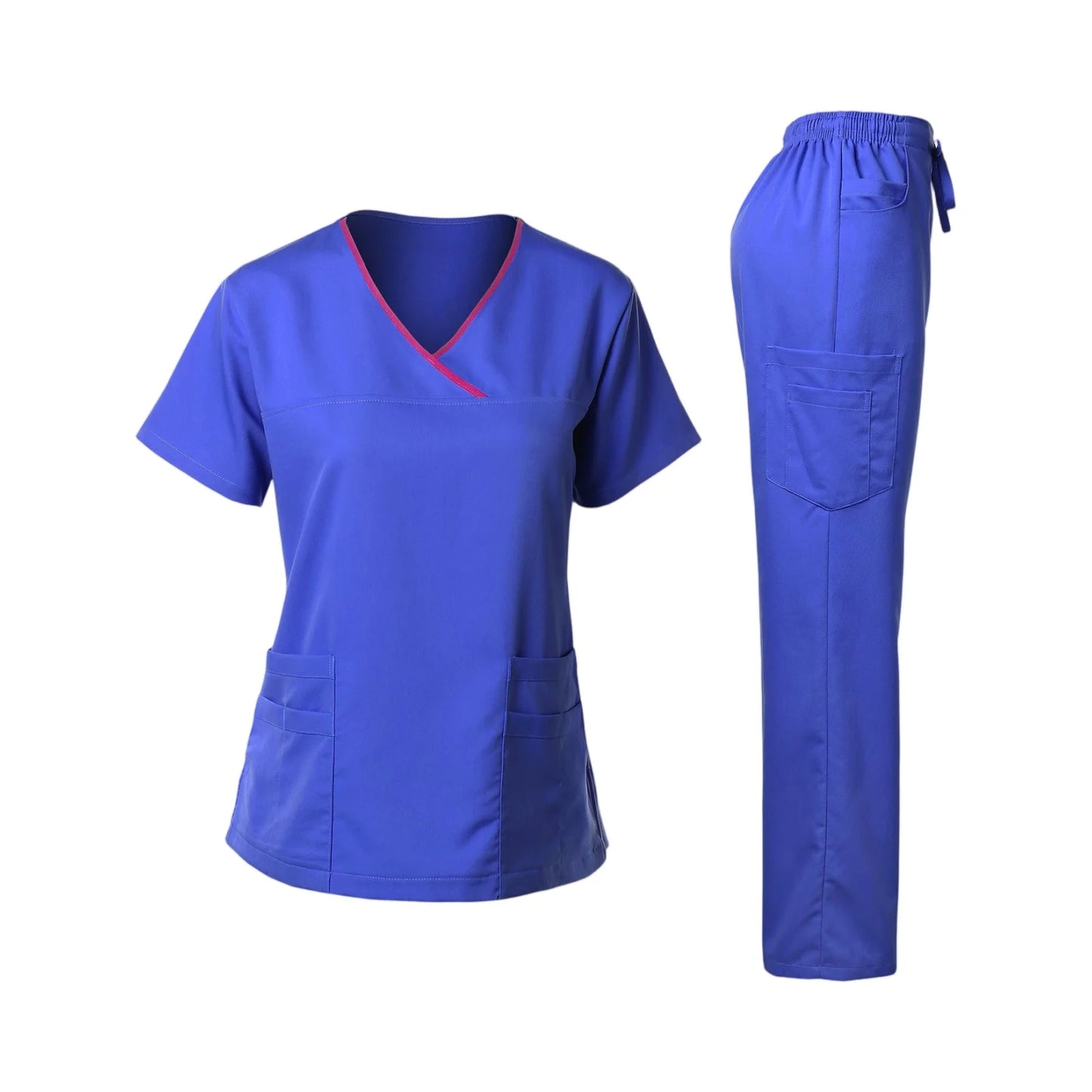 Women's Multi-Pocket V-Neck Scrub Set