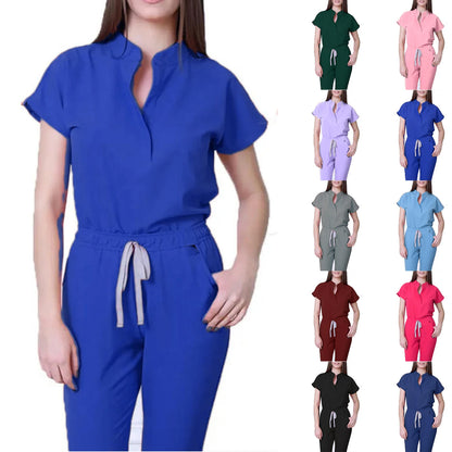 Women's Comfortable Loose V-Neck Scrub Set