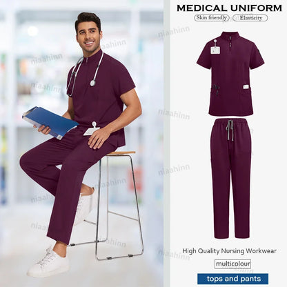 Men's Multi-Functional V-Neck Scrub Set