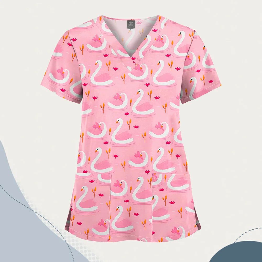 VIAOLI Unisex V-Neck Professional Scrub Top